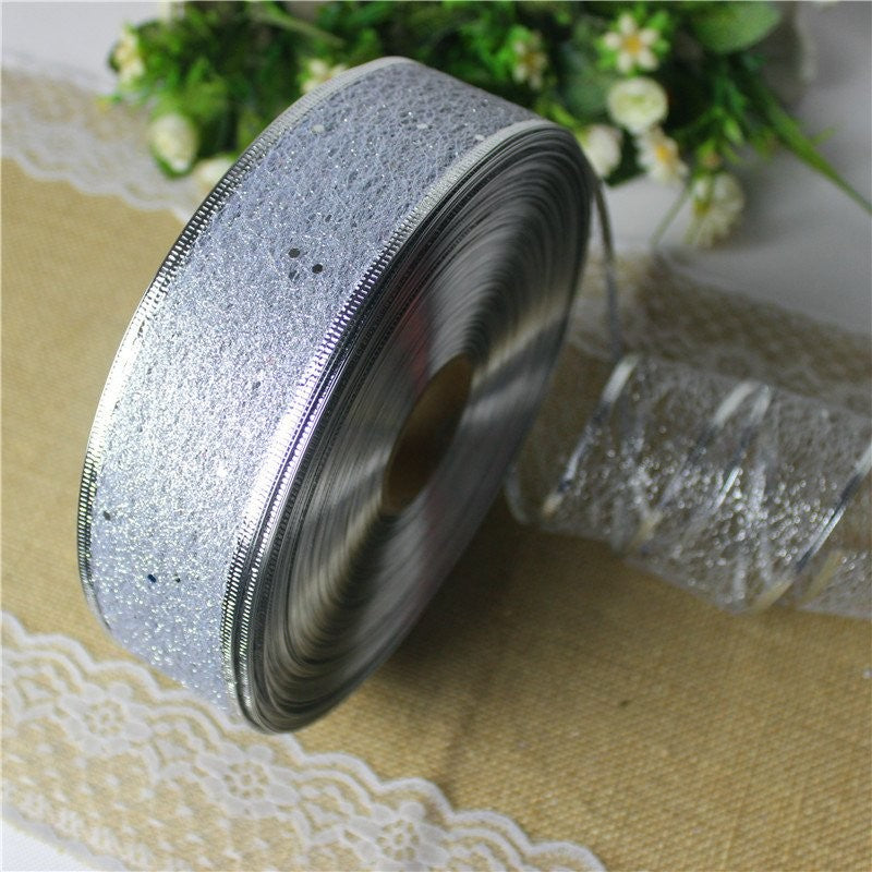 100 Size Red Edge Random Mesh Pressed Edge Ribbon 3