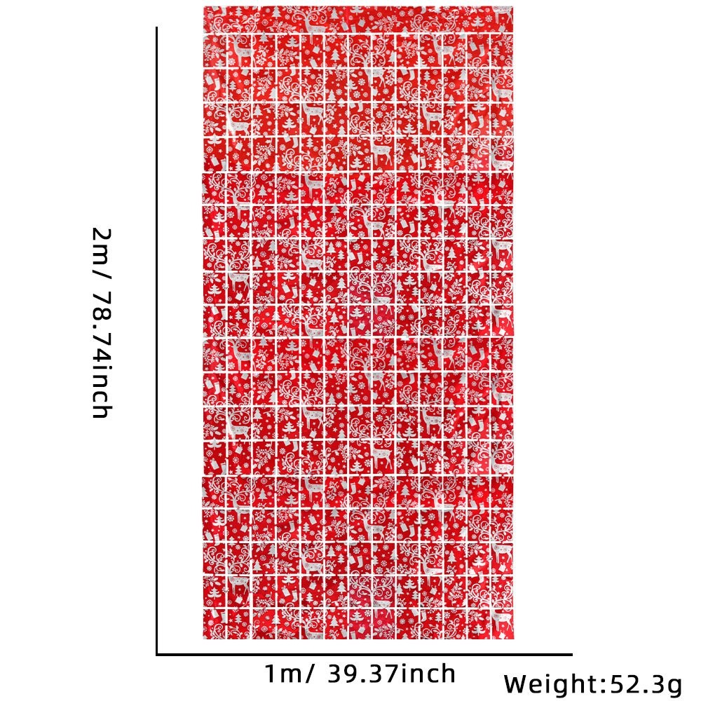 1M*2M Christmas Check Tinsel Curtain