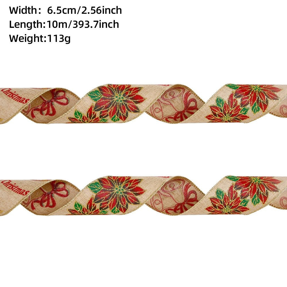 1M Khaki Red Flower Bell (6.5CM) Ribbon