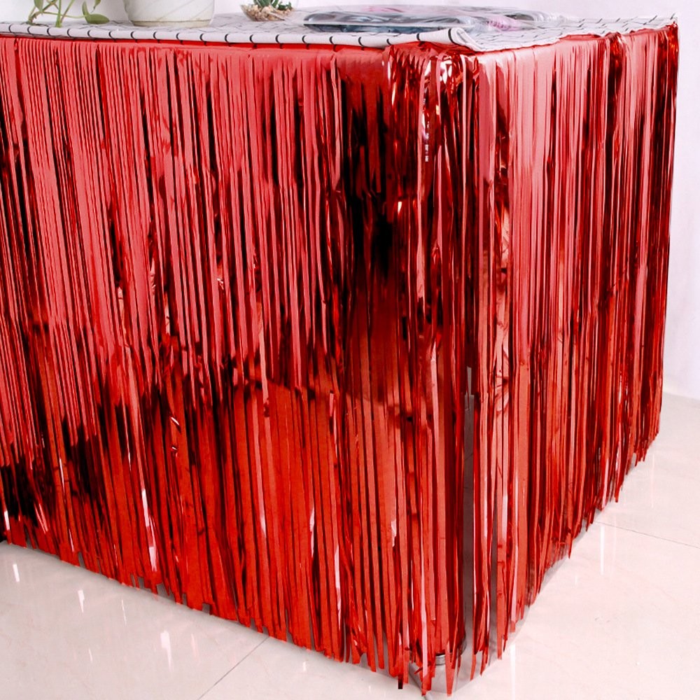 2.75M*75CM White Tinsel Table Skirt Tinsel Curtain 2