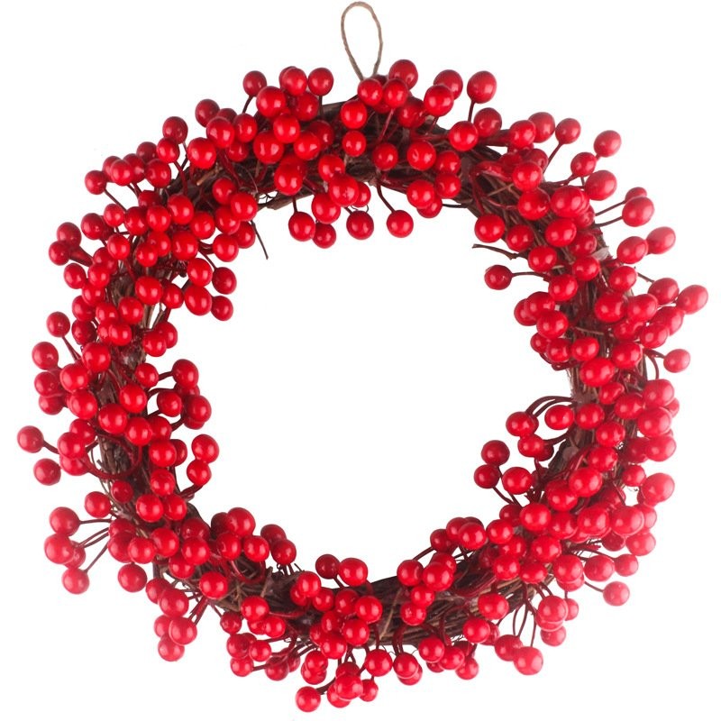 30CM Red Berry Vine Ring Ornament 2