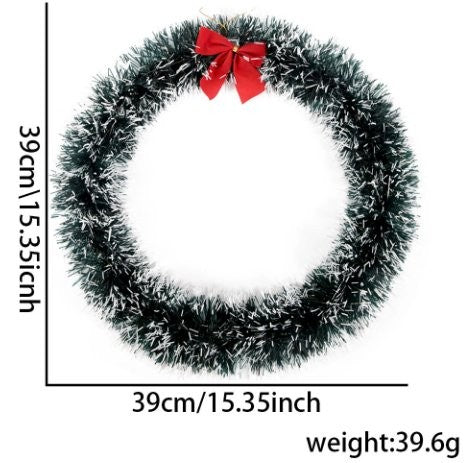 38cm Dark Green White Edge Wreath Ornament