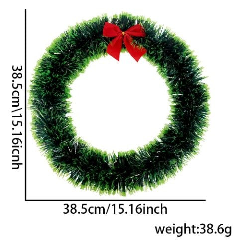 38cm Dark Green White Edge Wreath Ornament 2