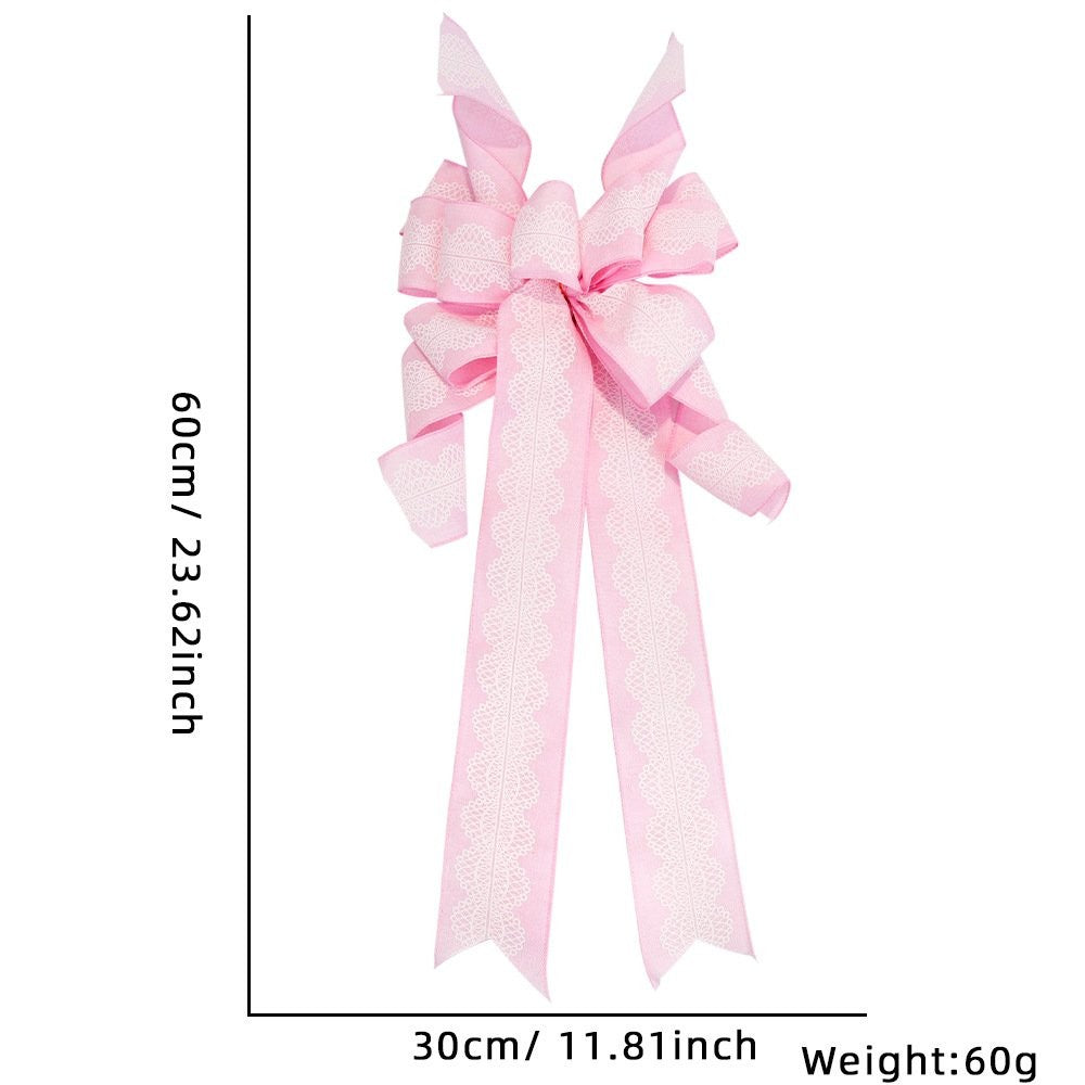 60*30CM Red Faux Burlap Gold Flower Bow 2