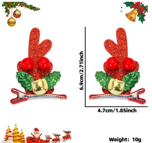 Berry Bell Red Antler Hair Clip 6.9*4.7cm