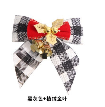 Black Grey + Flocked Gold Leaf Bow