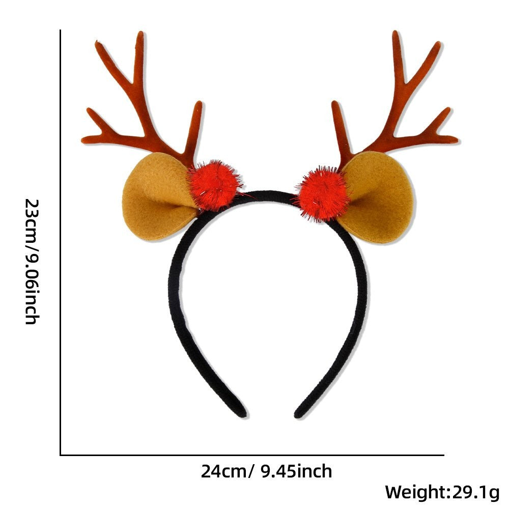 Brown Antler Red Pom-Pom Headband