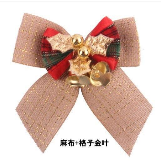 Burlap + Plaid Gold Leaf Bow