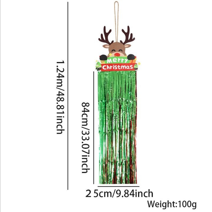 Candy Cane Rudolph Tinsel Hanging Sign Door Sticker 3