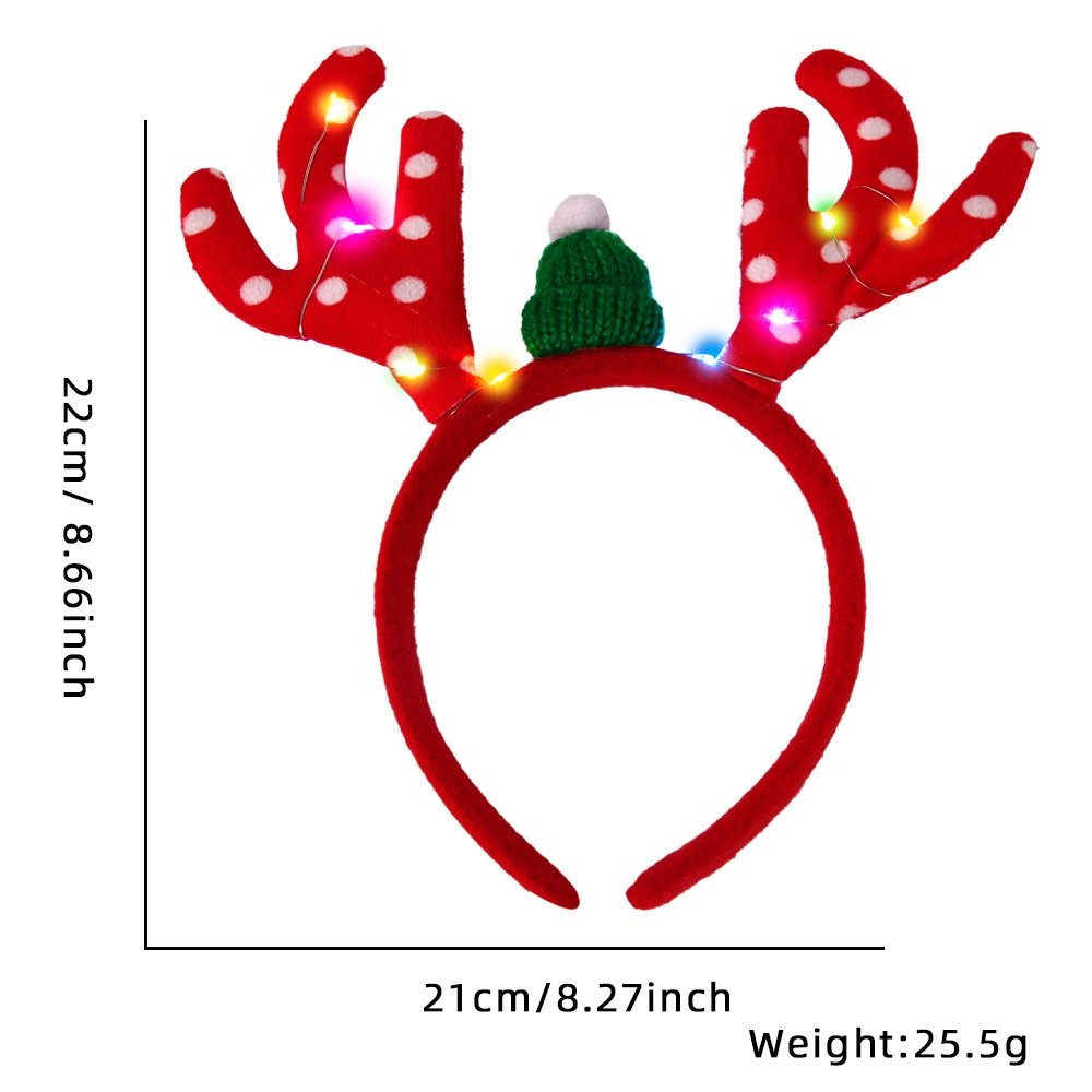 Christmas Red Dots Antler (with LED) Headband