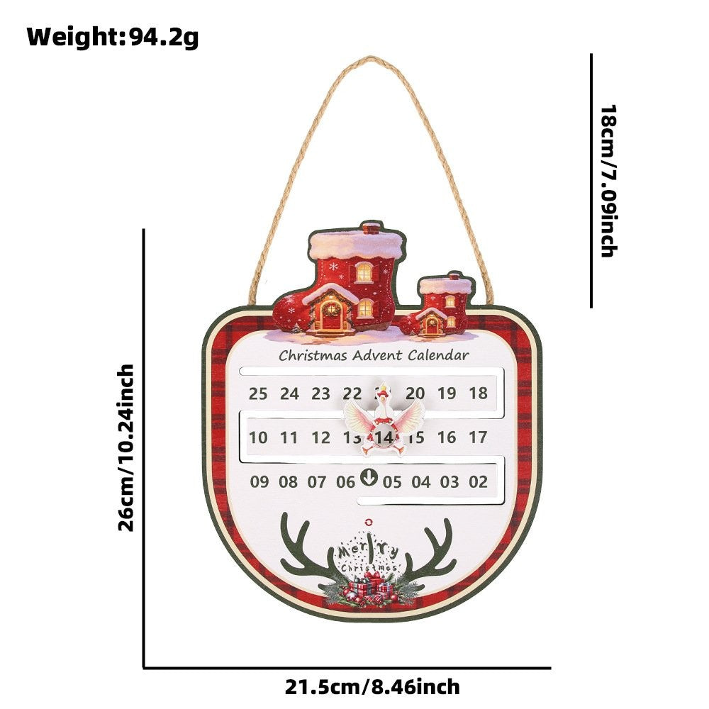 Christmas Reindeer Calendar Hanging Sign Ornament 3
