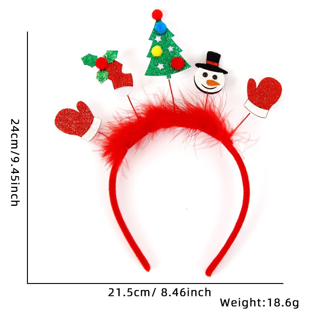 Christmas Tree Mitten Red Fluffy Headband 23*23cm