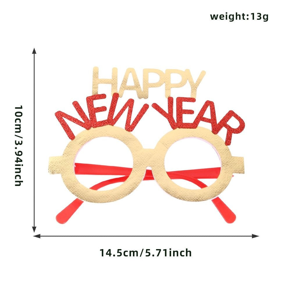 English New Year Happy Gold Glasses
