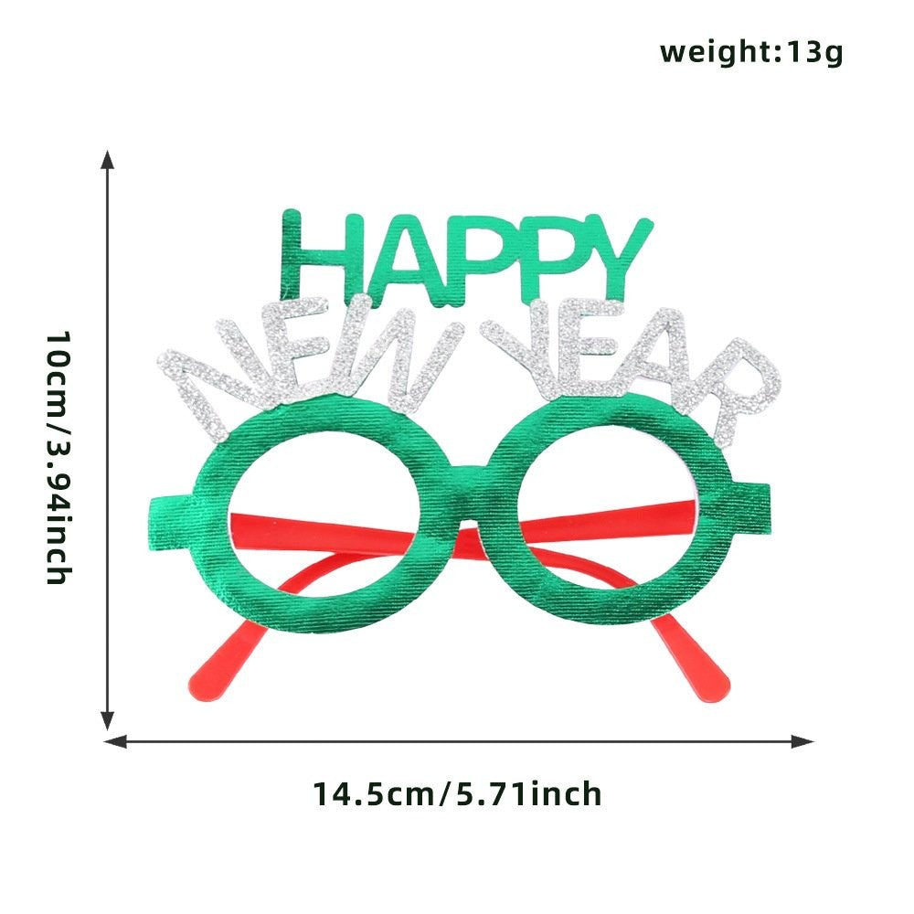 English New Year Happy Green Glasses