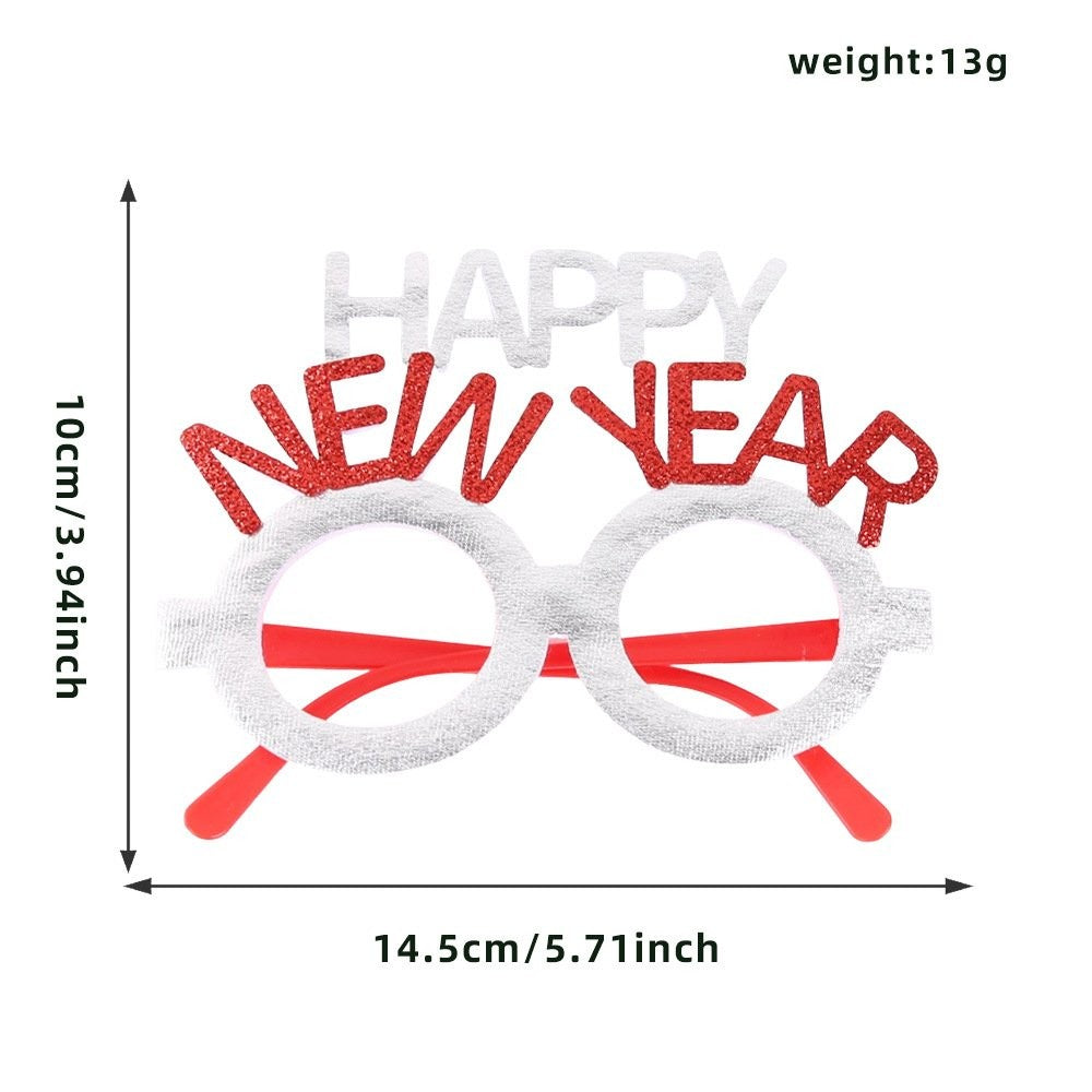 English New Year Happy Silver Glasses