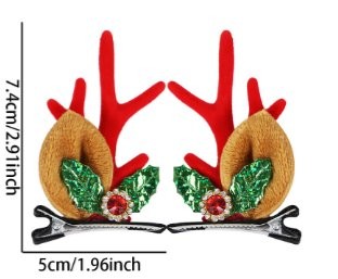 Gem Green Leaf Red Antler Hair Clip