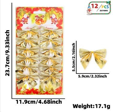 Gold Bright Fabric Small Bow (12 Pc / Board)
