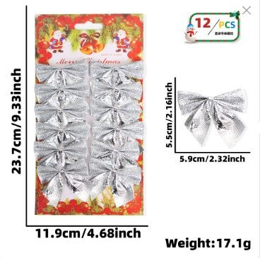 Gold Bright Fabric Small Bow (12 Pc / Board) 2