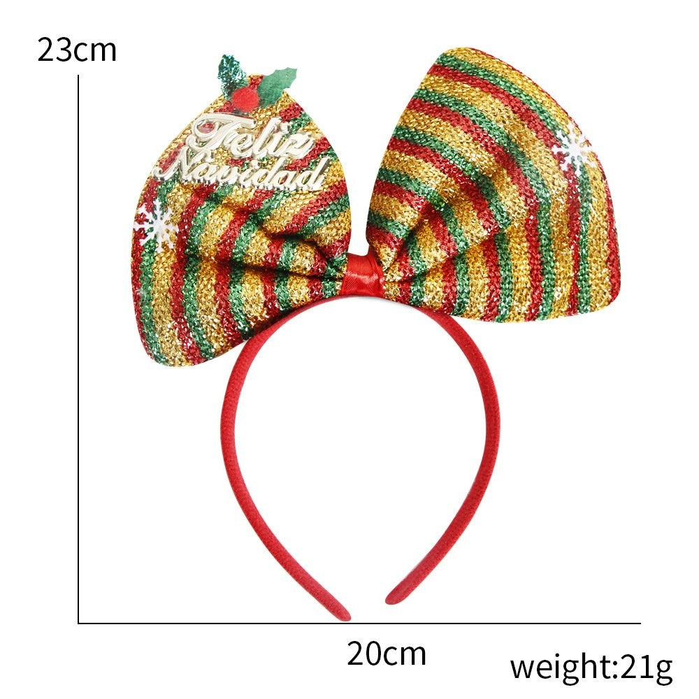 Gold Green Red Bow Headband