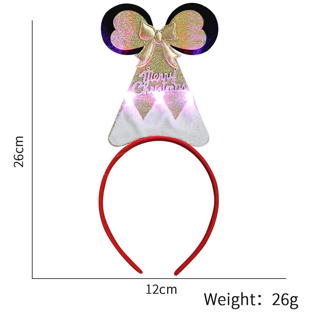 Gold Round Ear Santa Hat Headband 25*12.5cm