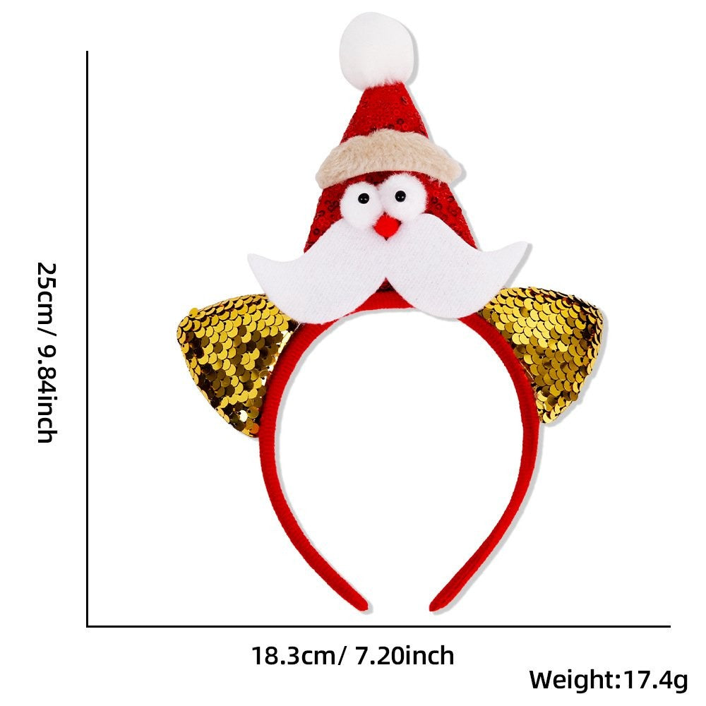 Gold Santa Hat Red Ears Headband 2