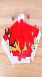 Gold Velvet Antler Bow Hat (Kids Style) Santa Hat