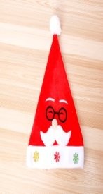 Gold Velvet - Embroidered White Brow Black Glasses Framed Hat (Adult Style) Santa Hat 2