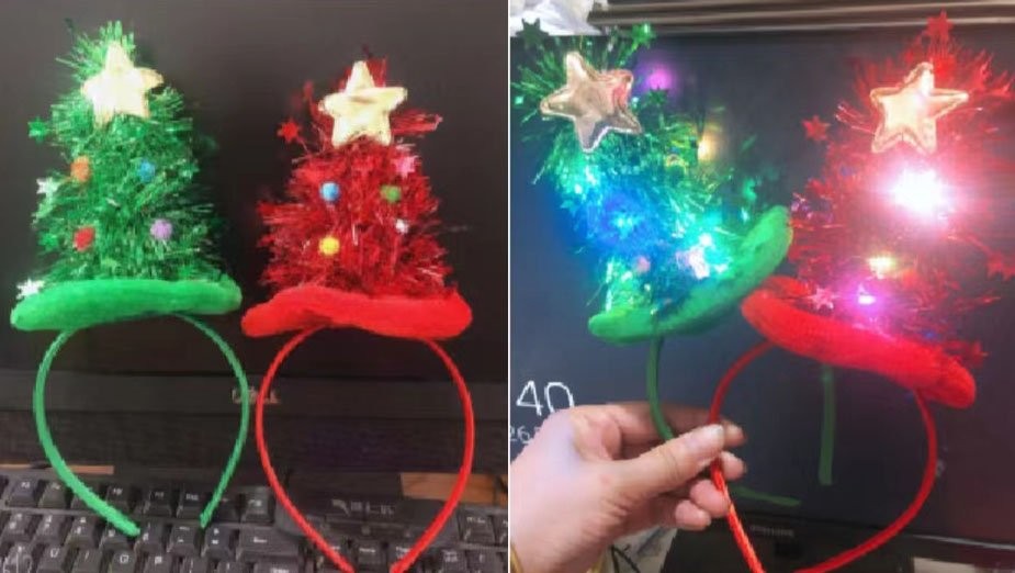Gold Velvet Hat Christmas Tree Head Bopper