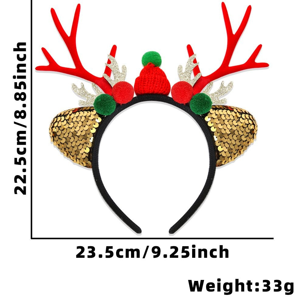Green Bauble Santa Hat Red Antler Headband 23.8*23cm