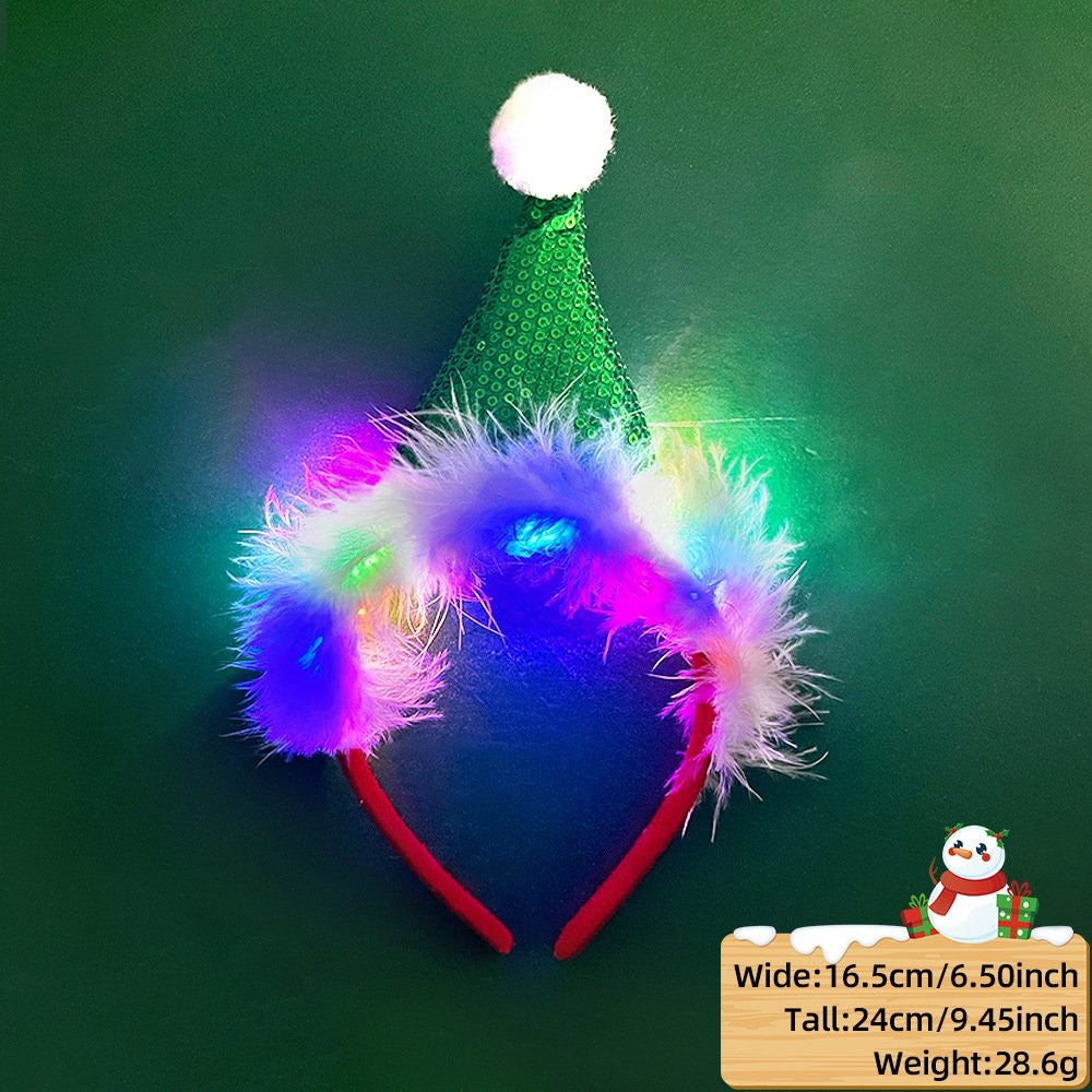 Green Hat (with LED + Fluffy) Headband