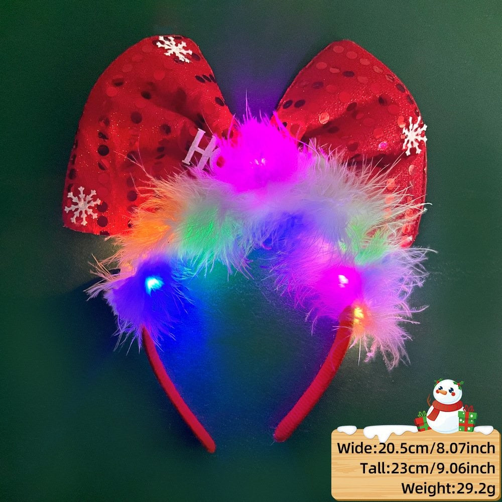 HOHOHO Bow Style (with LED + Fluffy) Headband