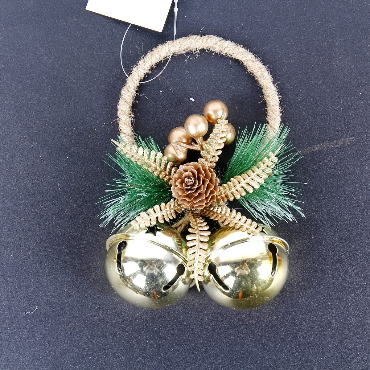 Jute Twine Round Ring - Gold Five Star Bell Garland