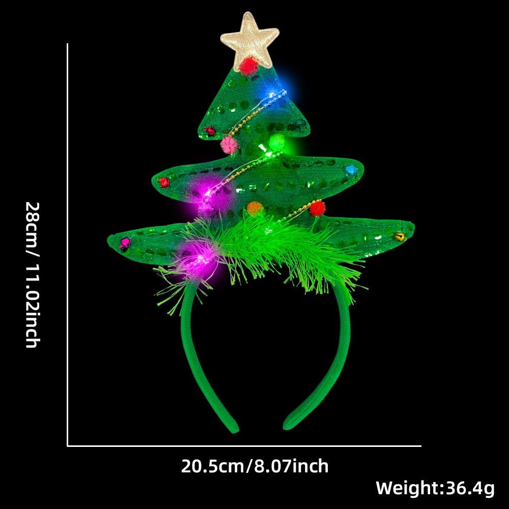 LED Star Christmas Tree Green Fluffy Style (with LED) Headband