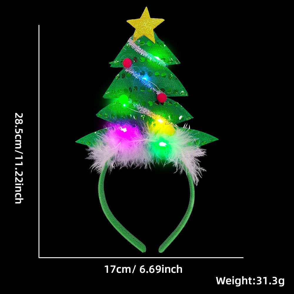 LED Star Christmas Tree White Fluffy Style (with LED) Headband