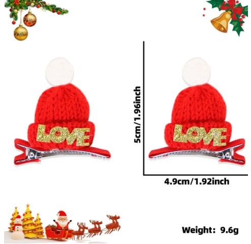 Love Red Hat Hair Clip 5*4.9cm