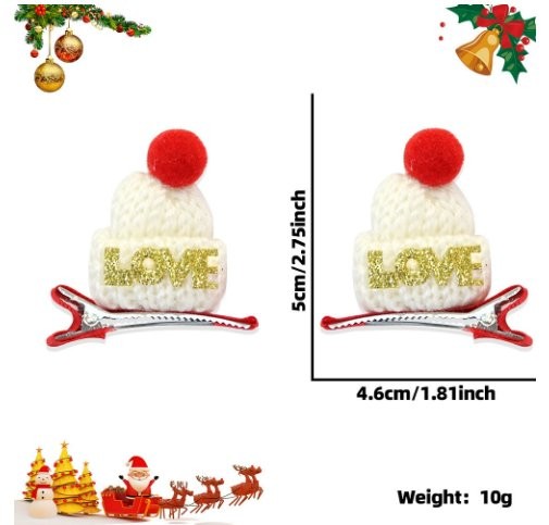 Love White Hat Hair Clip 5*4.6cm
