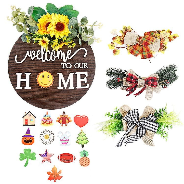 MC04(Wooden Magnetic Hanging Sign - Dark Wood Color HOME) Ornament