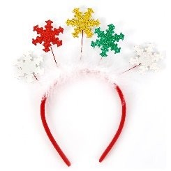 Multi Color Snowflake White Fluffy Headband 23*22.5cm