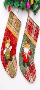 Non-Woven Fabric Printed Plaid Snowflake Opening Sticker Figure Large Stocking
