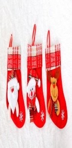 Non-Woven Fabric Red Plaid Opening Small Stocking