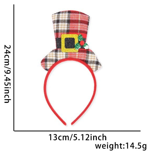 Plaid Blue Plaid Top Hat Style Christmas Headband