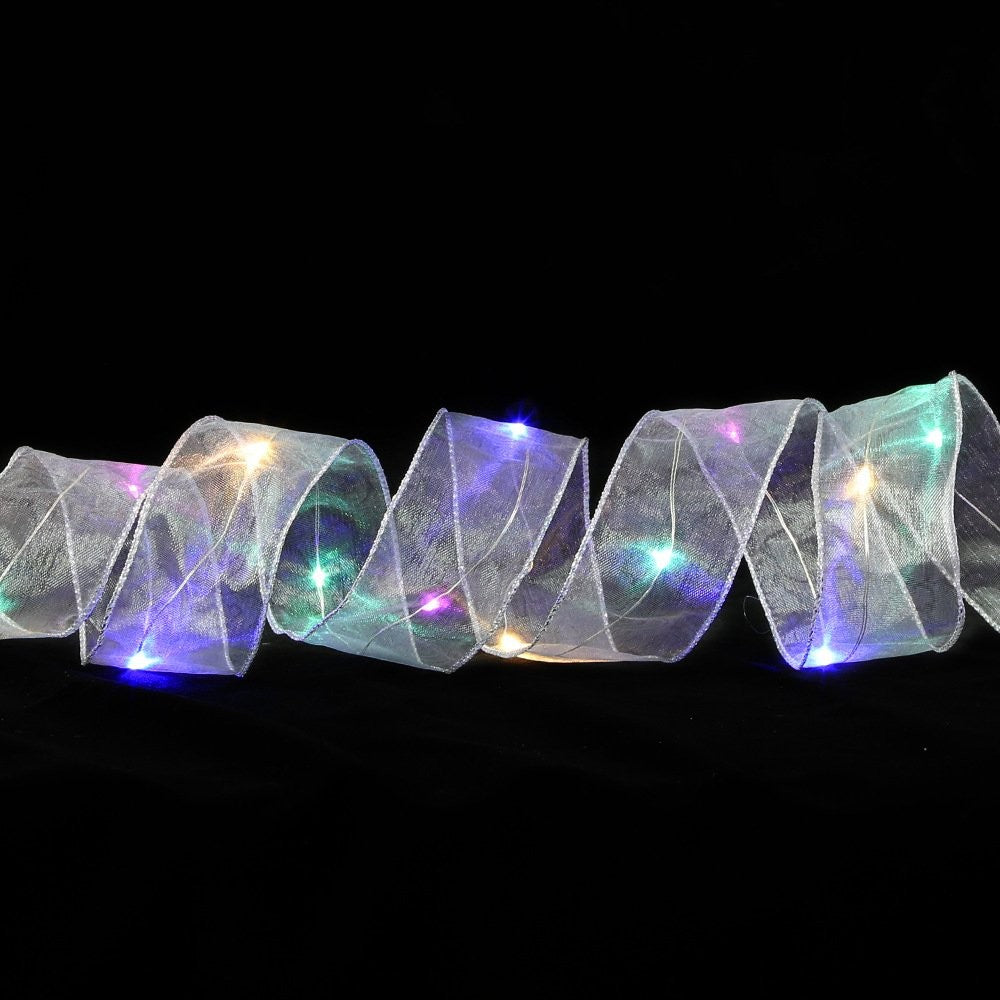 Plain Tulle Edge-Stitched Ribbon Gold Colorful LED (5cm)2m 2