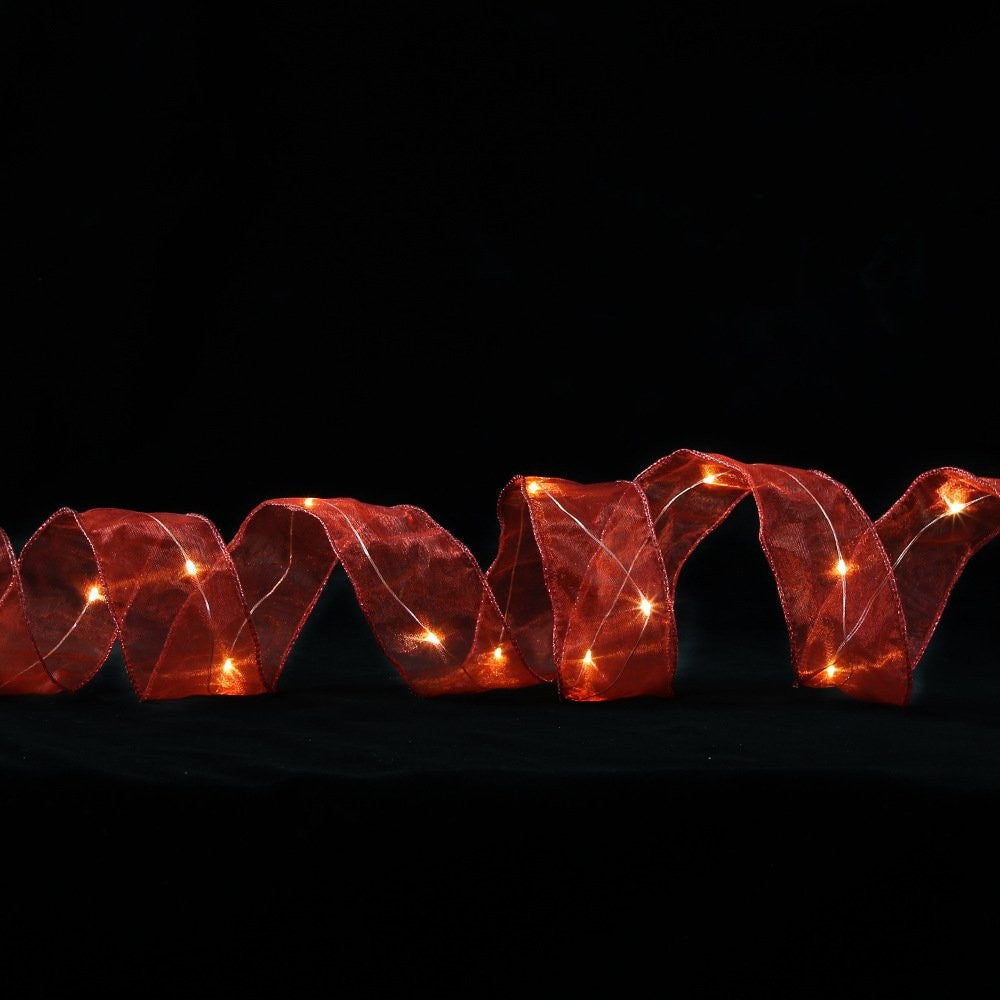 Plain Tulle Edge-Stitched Ribbon Gold Warm Light (5cm)2m 3