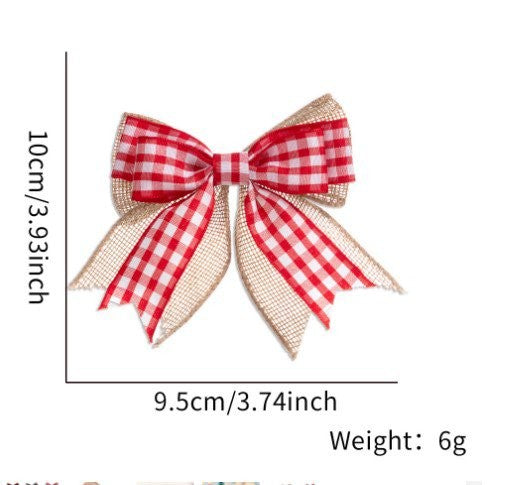 Red & White Plaid Bow 10*9.5cm