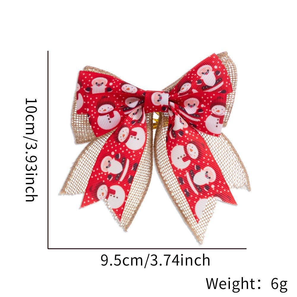 Red Fabric Snowman Santa Bow