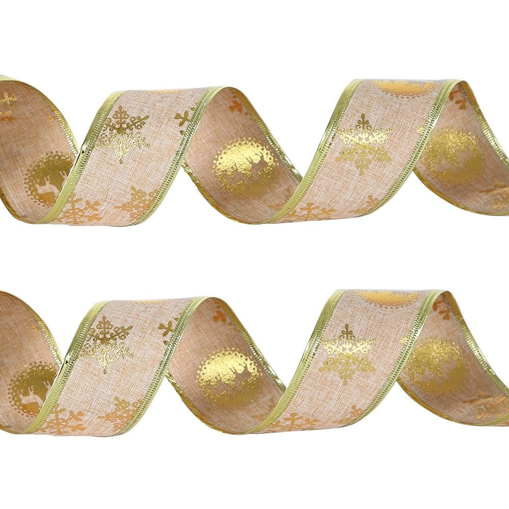 Red Gold Foil Christmas Tree Ribbon 2m 3
