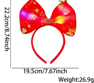Red Green Stripe Bow Style (Colorful LED)) Headband 5