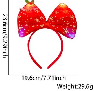 Red Green Stripe Bow Style (Colorful LED)) Headband 6