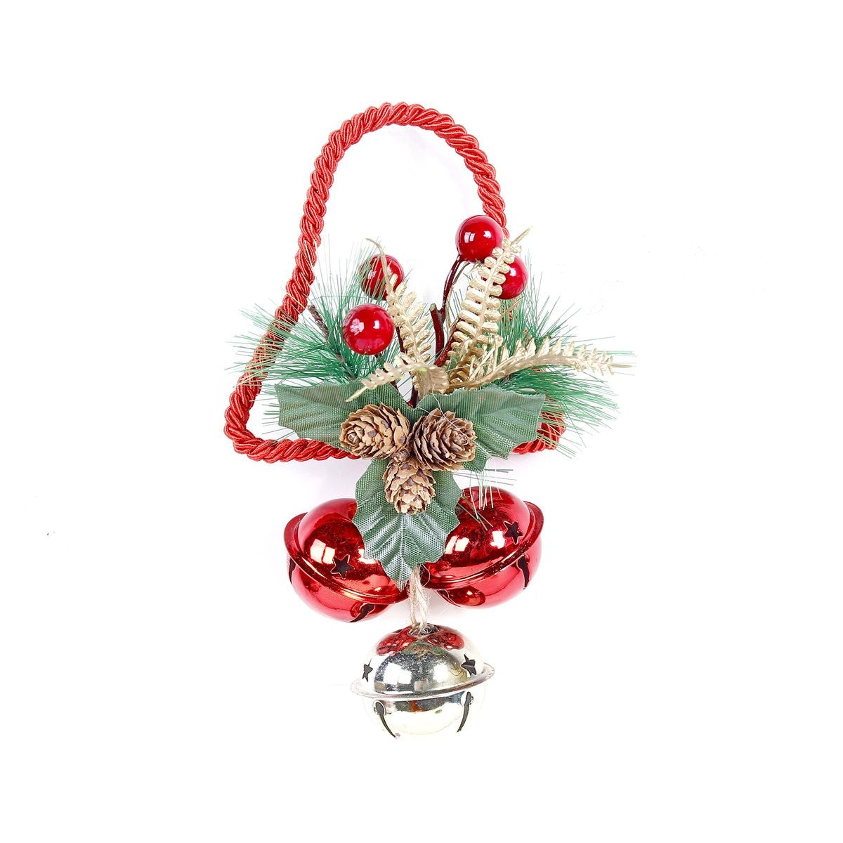 Red Nylon String Bell Shape - Red + Gold Bell Garland