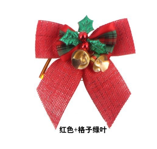 Red + Plaid Green Leaf Bow